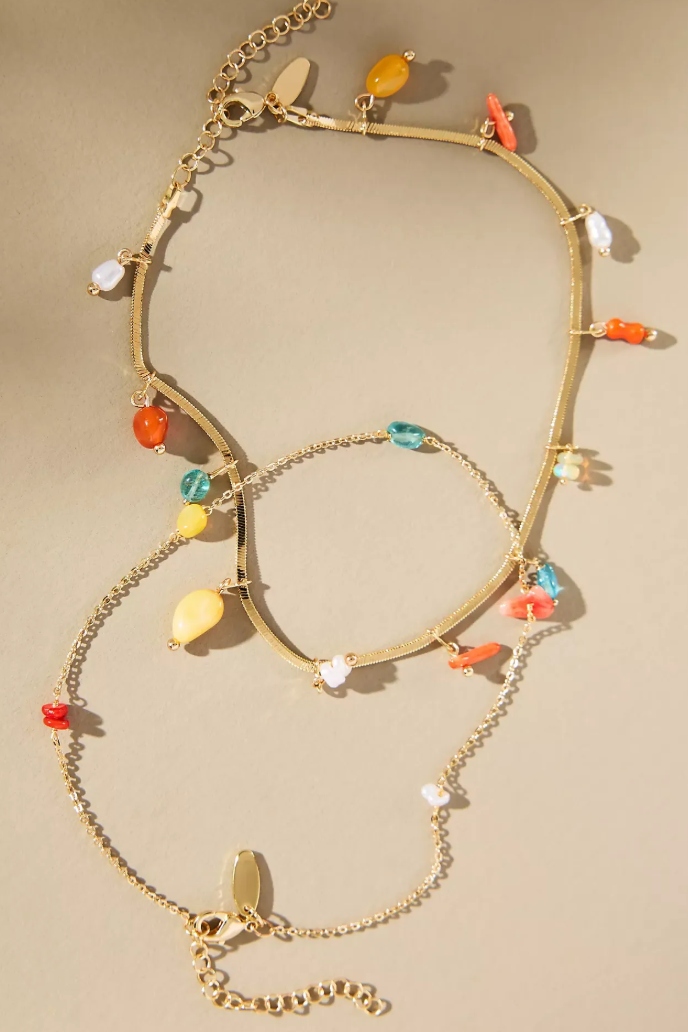 Drippy Charm Anklets, Set of 2