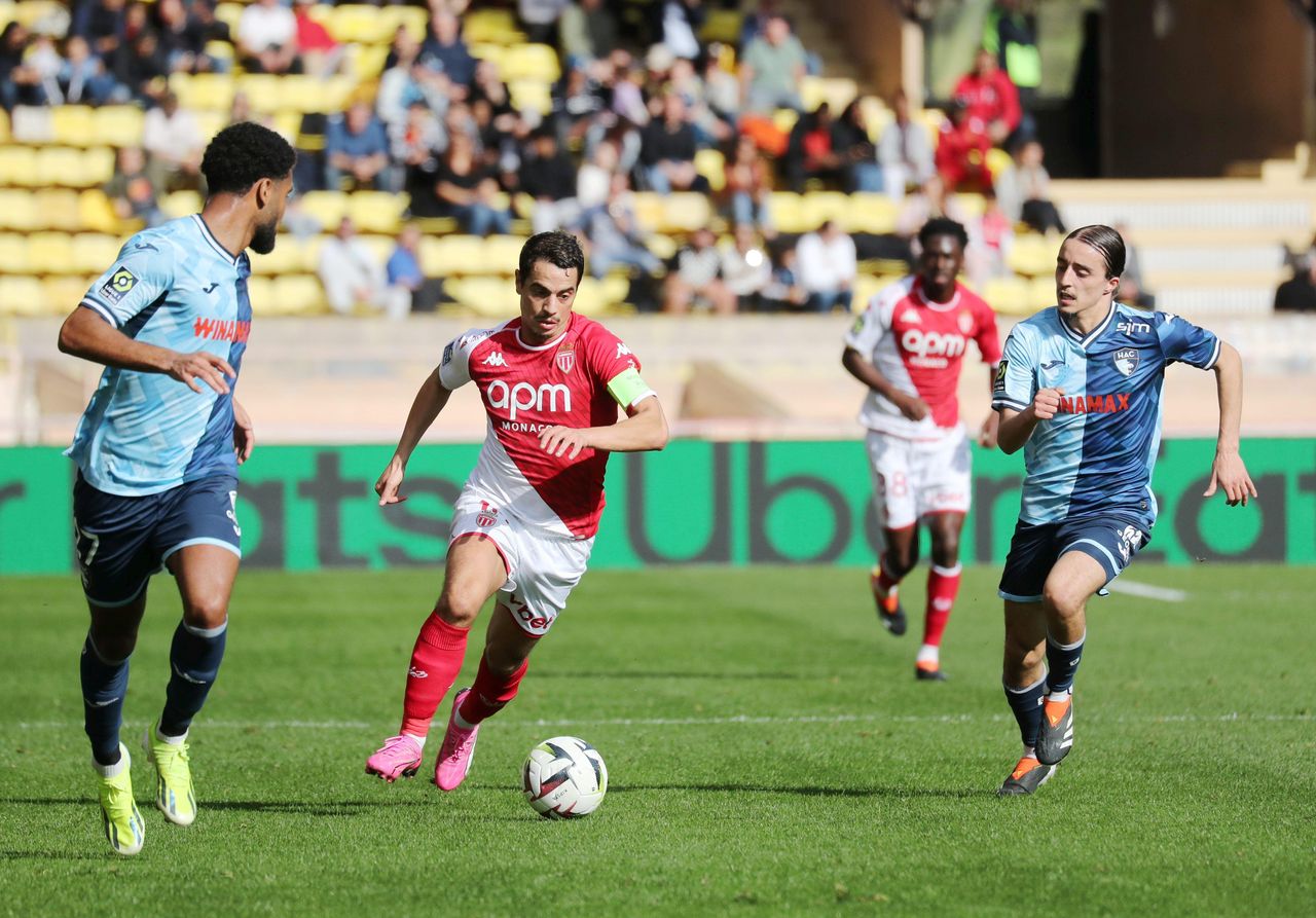 Monaco in action against Le Havre, February 2024