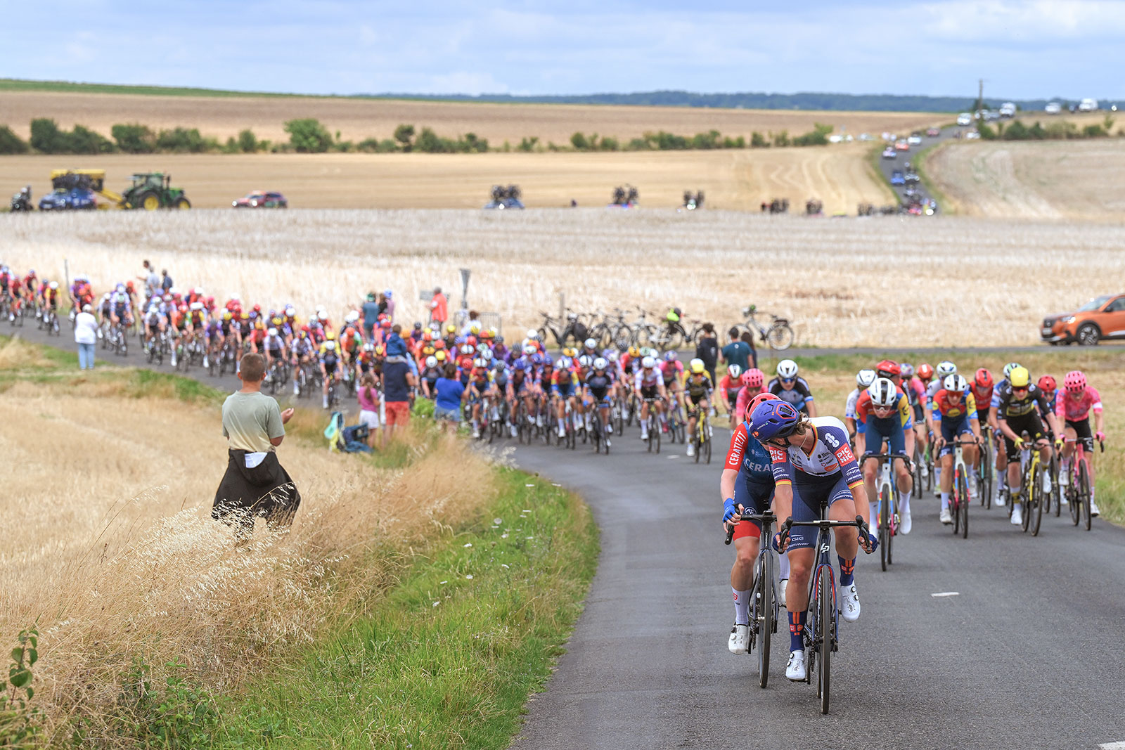 GUERET, FRANCE - JULY 30: Franziska Koch of Germany and Team Picnic PostNL competes during the 4th Tour de France Femmes 2025, Stage 5 a 165.8km stage from Chasseneuil-du-Poitou (Futuroscope) to Gueret / #UCIWWT / on July 30, 2025 in Gueret, France. (Photo by Tim de Waele/Getty Images)