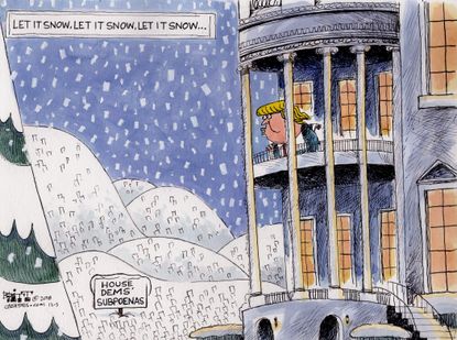 Political cartoon U.S. Trump White House let it snow house democrats subpoenas