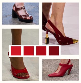 spring 2025 shoe color trends: cherry red