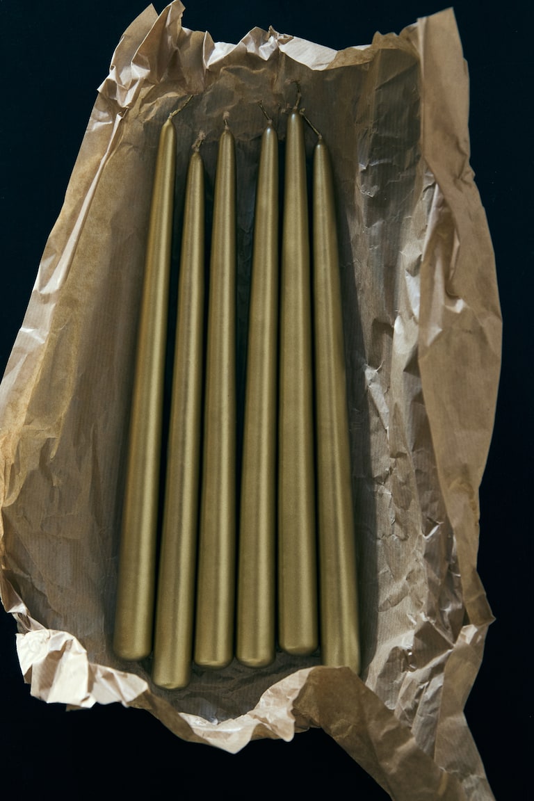 6-Pack Metallic Tapered Candles