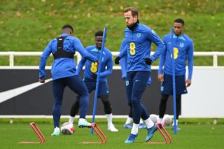 Harry Kane of England trains during an England Men Training Session at St Georges Park on November 14, 2023 in Burton-upon-Trent, England. (Photo by Michael Regan/Getty Images)