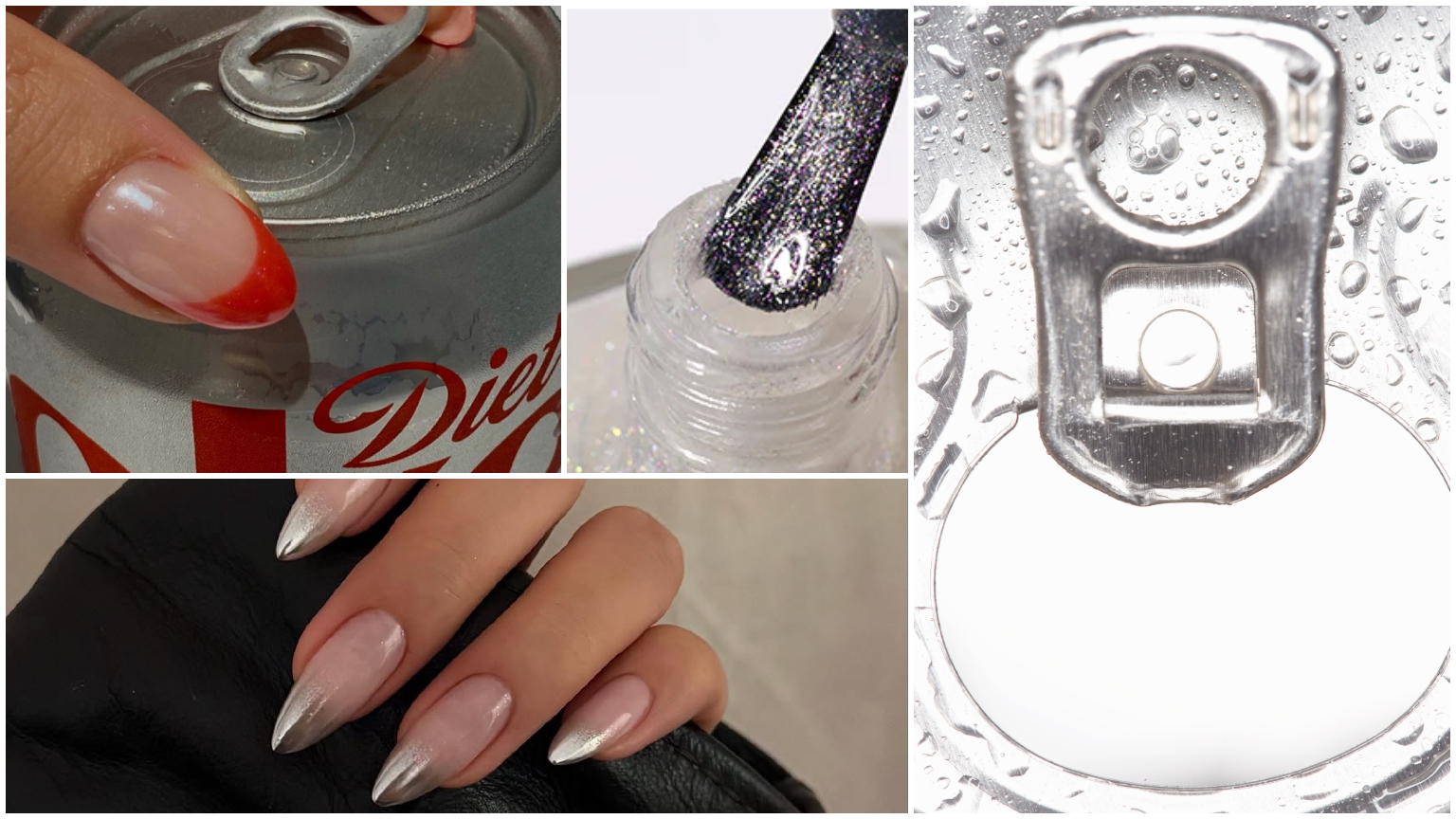 diet coke nails art treatment in a grid format