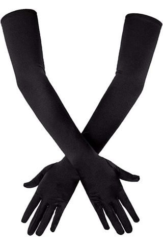 black elbow-length gloves