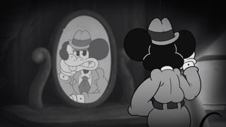 Jack Pepper looks in the mirror in Mouse P.I. for Hire