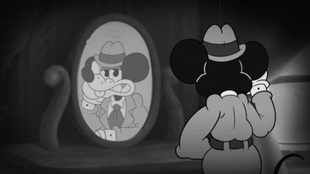 Jack Pepper looks in the mirror in Mouse P.I. for Hire