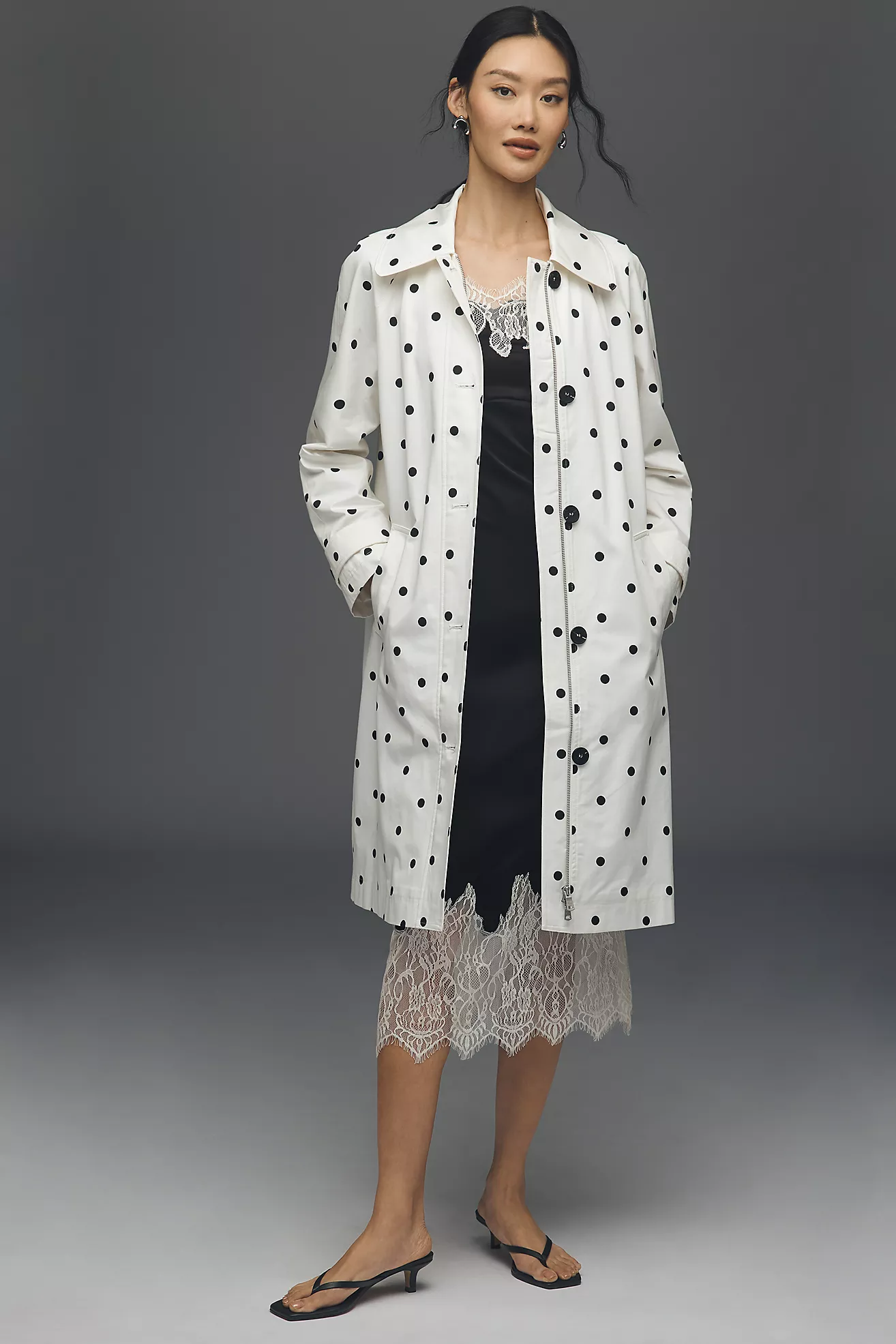 Avec Les Filles Polka Dot Car Coat