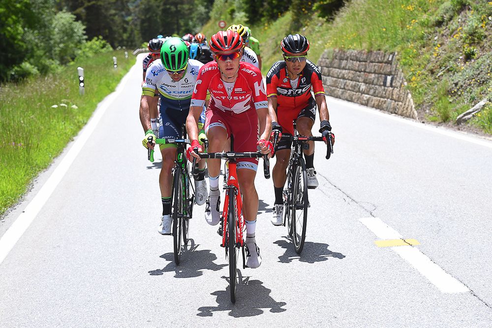 Matvey Mamykin, Darwin Atapuma and Michael Matthews during stage 5 at the Tour de Suisse