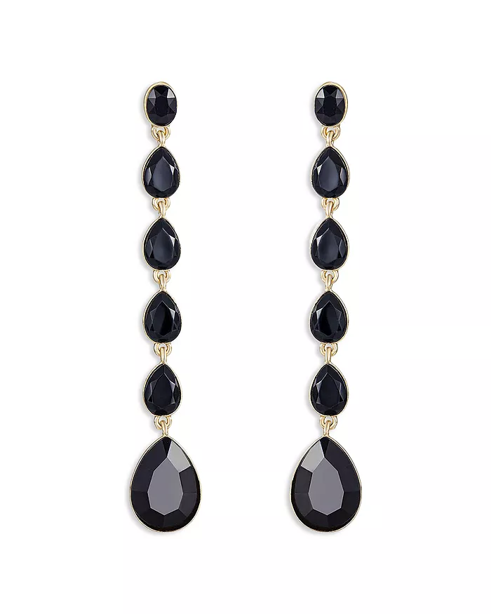 Ettika, Crystallized Jet Crystal Linear Drop Earrings