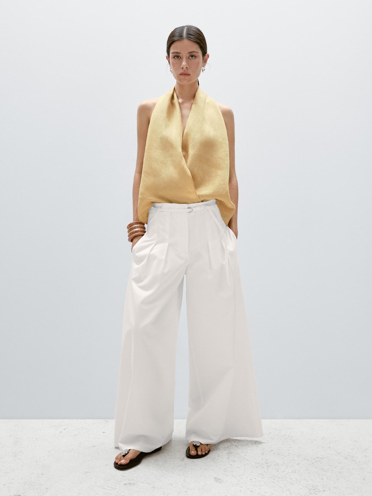 Massimo Dutti, Linen Crossover Halter Top