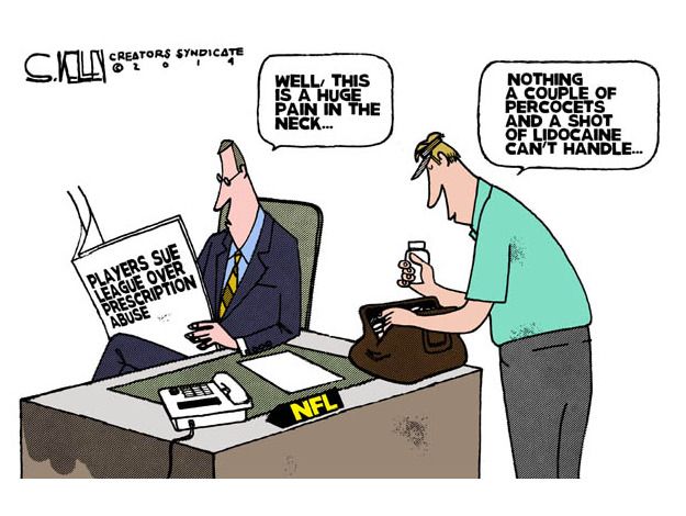 Editorial cartoon NFL prescription drug abuse