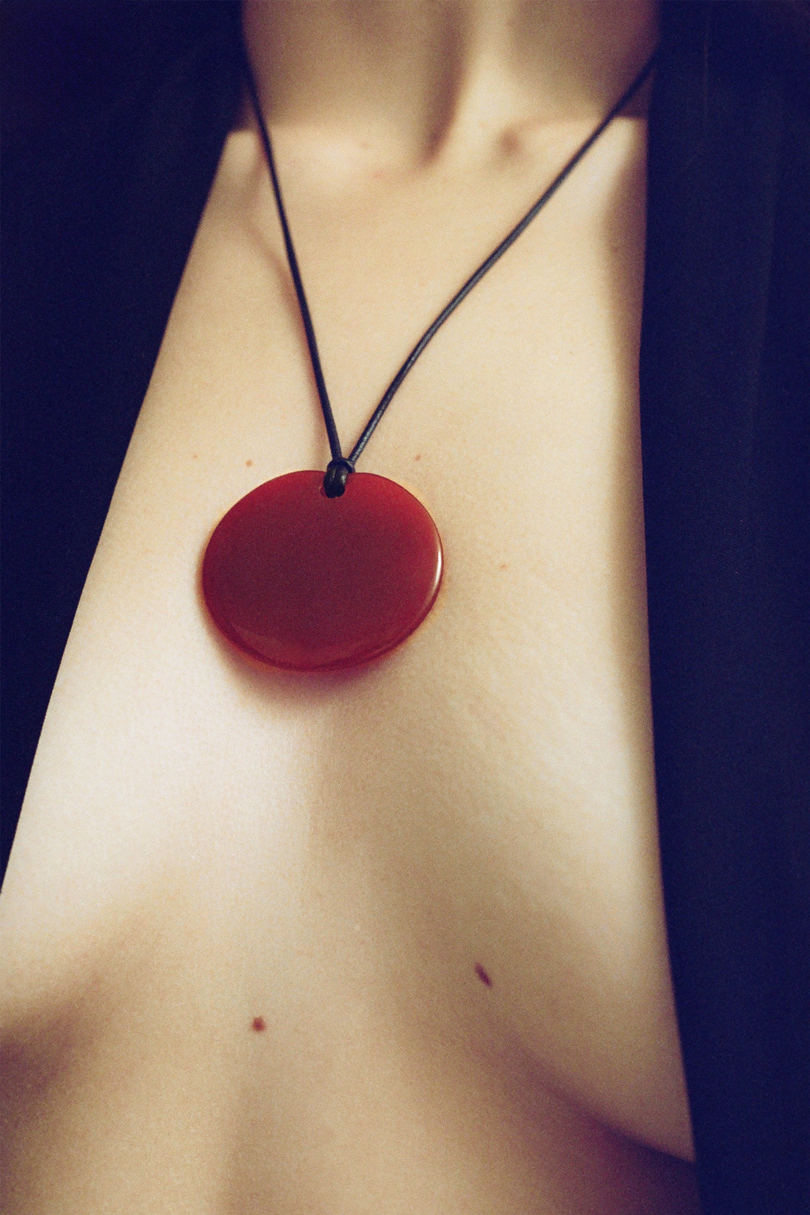Medium Full Moon Pendant in Carnelian