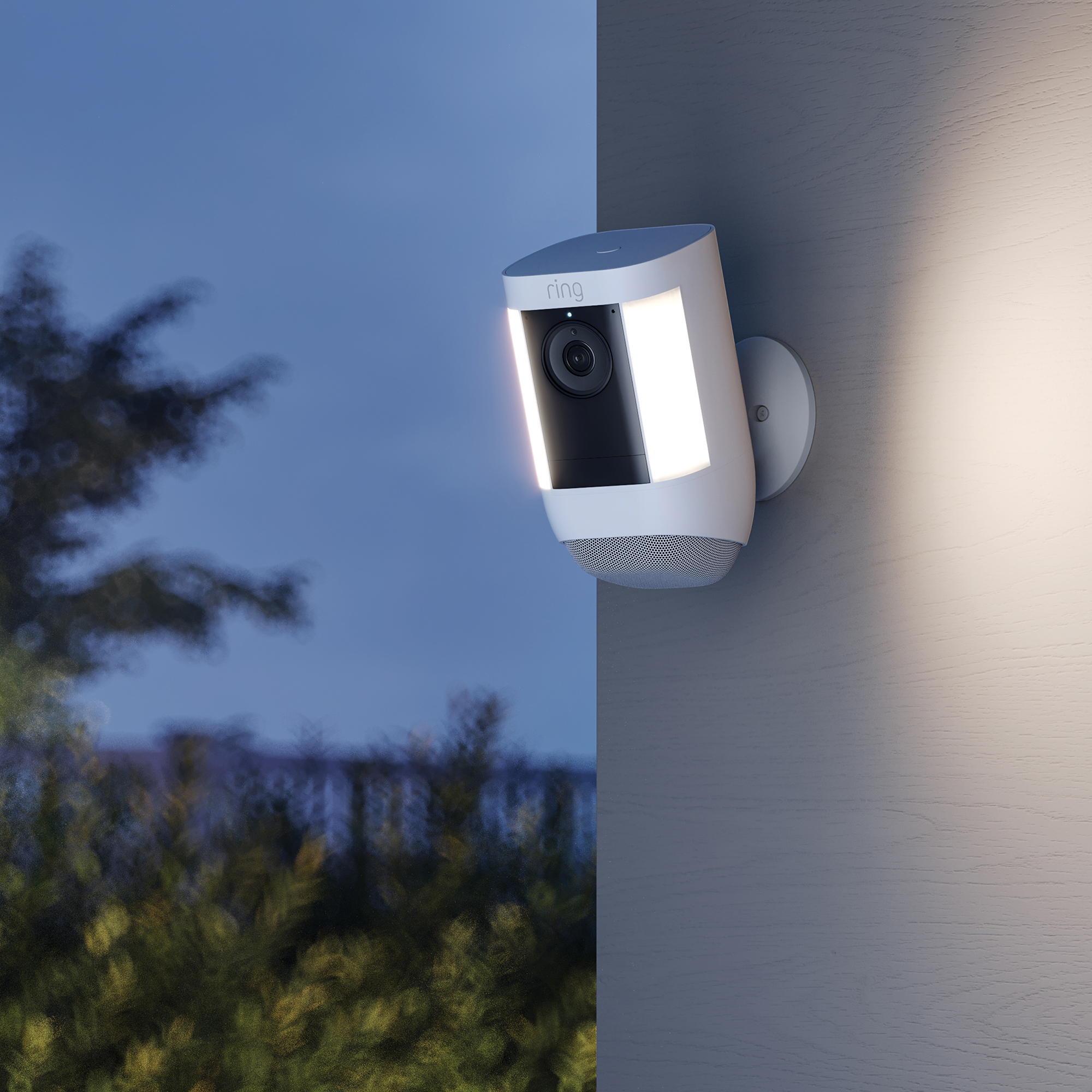 Ring spotlight on exterior of house