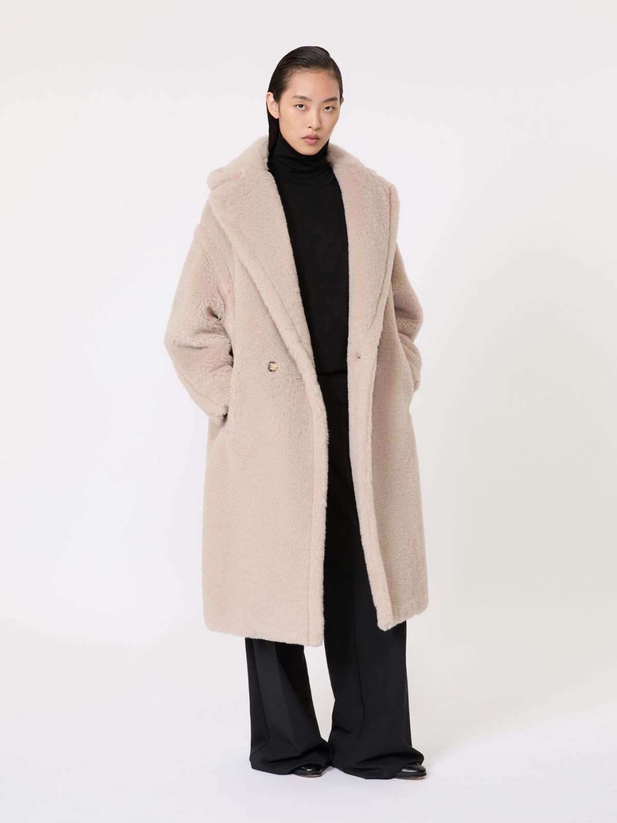 Teddy Bear Icon Coat in Alpaca and Wool - Beige