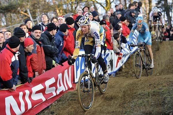 Czech Petr Dlask (Telenet Fidea) sticks to the worn in track.
