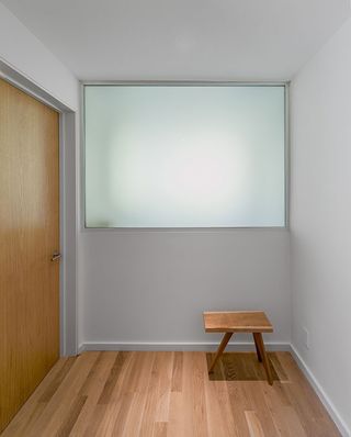 Frosted windows allow as much light as possible to enter the spaces