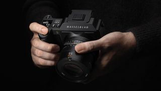 Hasselblad camera on a black background