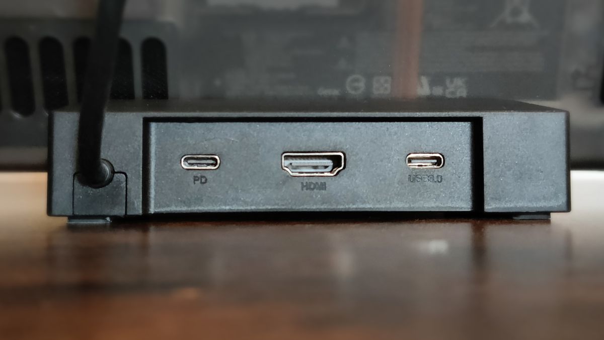 The Sabrent 6-Port Steam Deck dock back view.