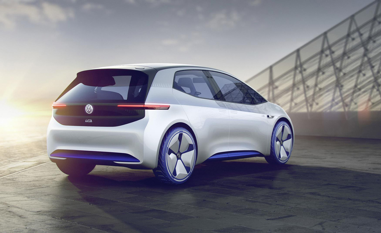 Silver VW Golf electric car