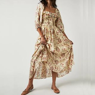 floral dress with square neckline