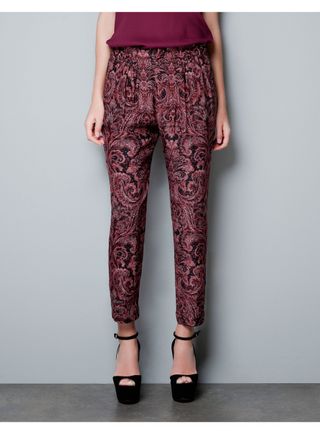 Zara printed trousers, £39.99