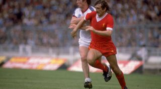 01 Aug 1980: Alan Kennedy of Liverpool in action during the Charity Shield against West Ham played at Wembley in London. \ Mandatory Credit: Allsport UK /Allsport