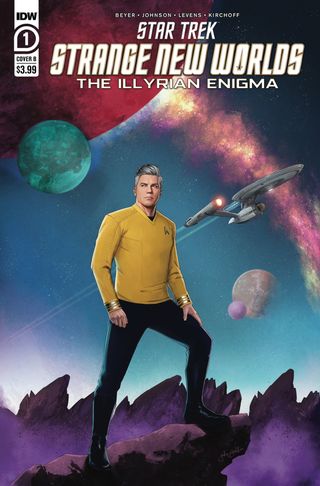 Cover art from the "Star Trek: Strange New Worlds" comic book series from IDW Publishing.