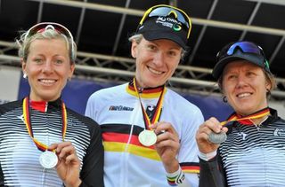 The 2012 German time trial podium: Trixi Worrack, Judith Arndt and Ina Teutenberg