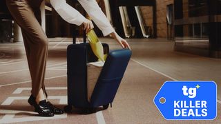 July lifestyle image of Carry On Pro suitcase with Tom's Guide deal badge