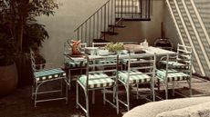 metal outdoor furniture on a small terrace