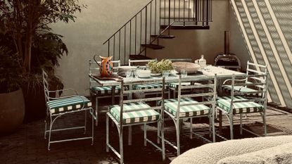 metal outdoor furniture on a small terrace