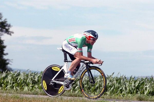 Cadel Evans (Silence - Lotto) time trials to second place, seven seconds behind stage winner Bert Grabsch.
