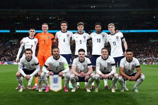 England Euro 2024 squad Players of England pose for a team photo prior to the international friendly match between England and Brazil at Wembley Stadium on March 23, 2024 in London, England. (Photo by Eddie Keogh - The FA/The FA via Getty Images)