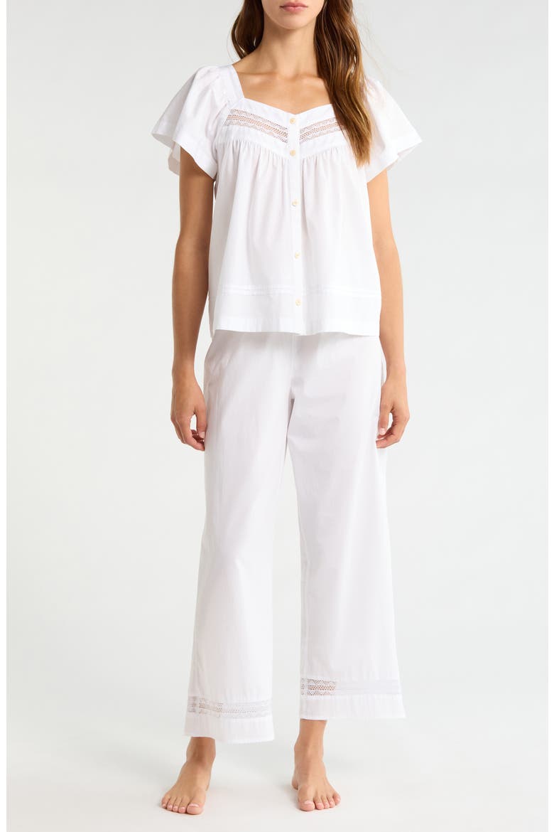 Lace Trim Cotton Poplin Pajamas