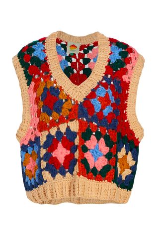 Farm Rio Patchwork Crochet Sweater