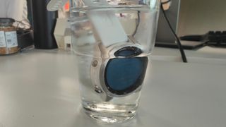 Garmin Fenix 7 in a glass of water