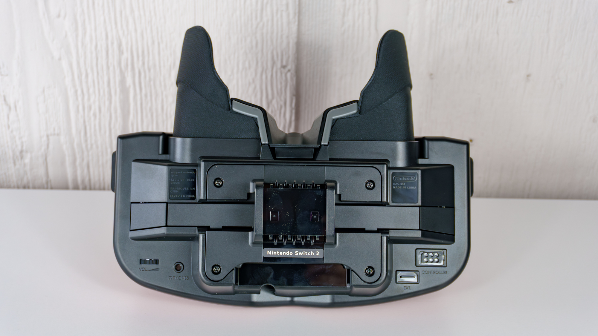 The underside of Nintendo's new Virtual Boy accessory on a table