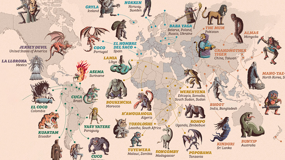 Need Halloween inspiration? Here's a map of terrifying monsters from around the world