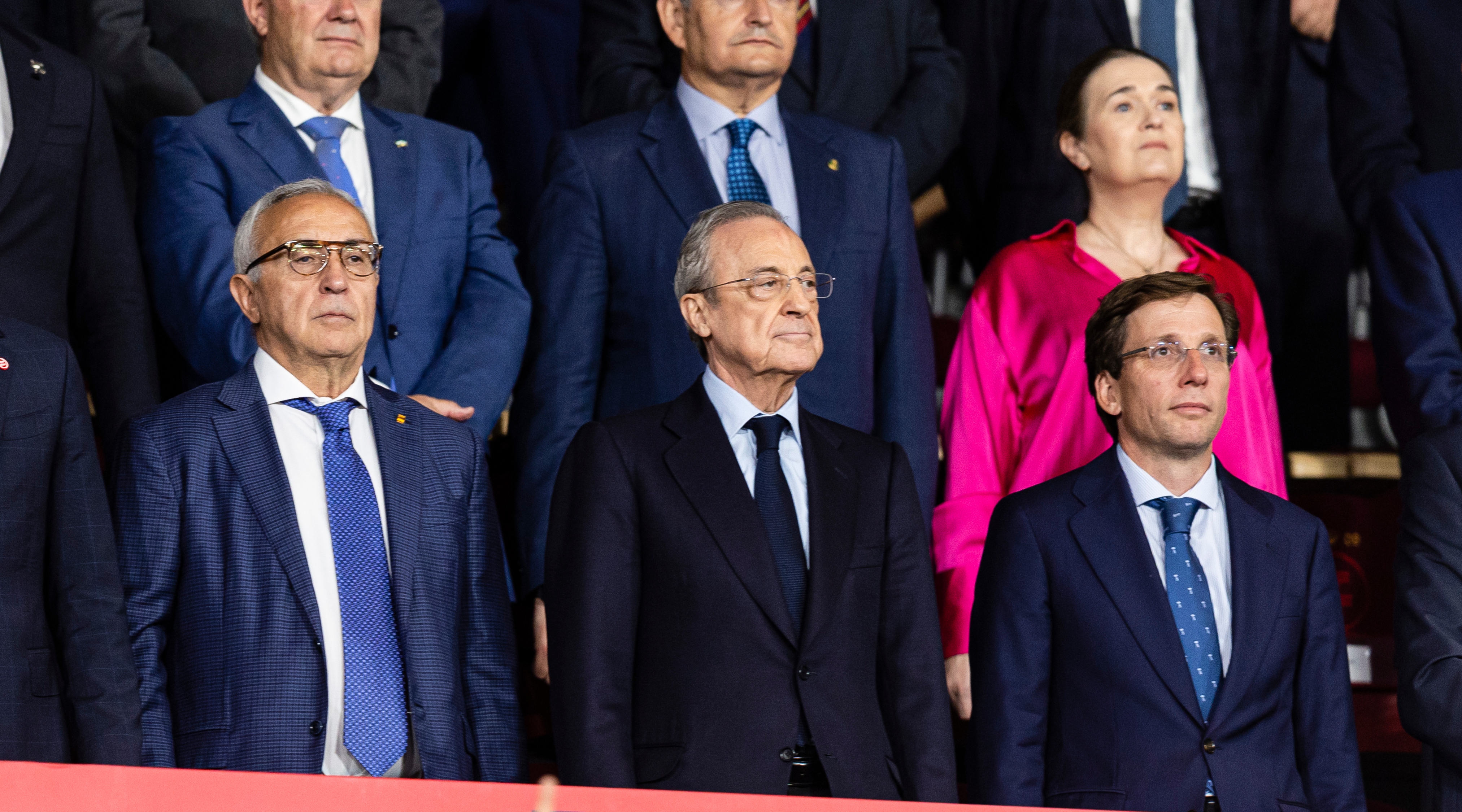 Real Madrid president Florentino Perez attends the Copa del Rey final between Real Madrid and Osasuna at the Estadio de La Cartuja on May 6, 2023 in Seville, Spain.