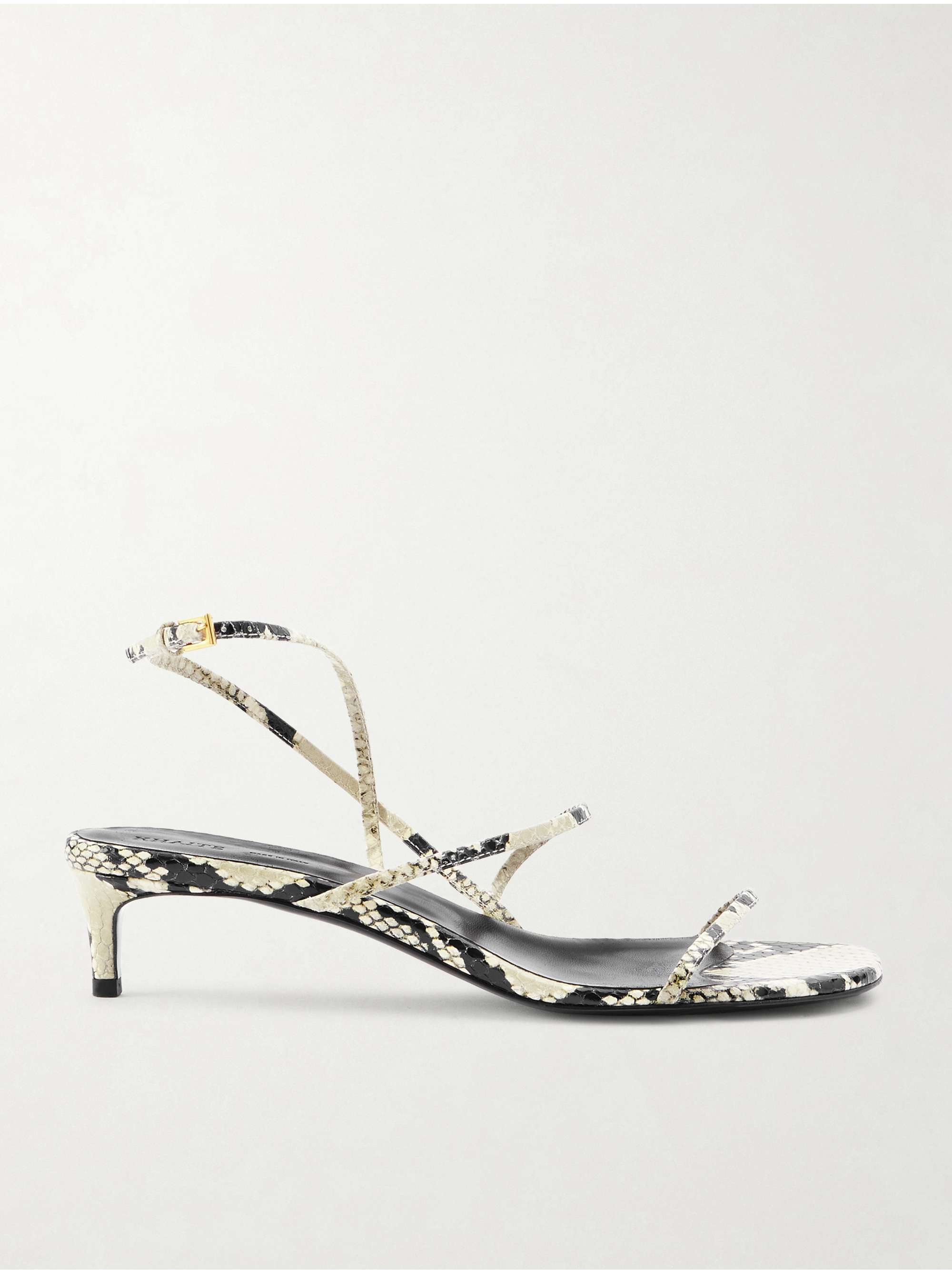 Loop Snake-Effect Leather Sandals
