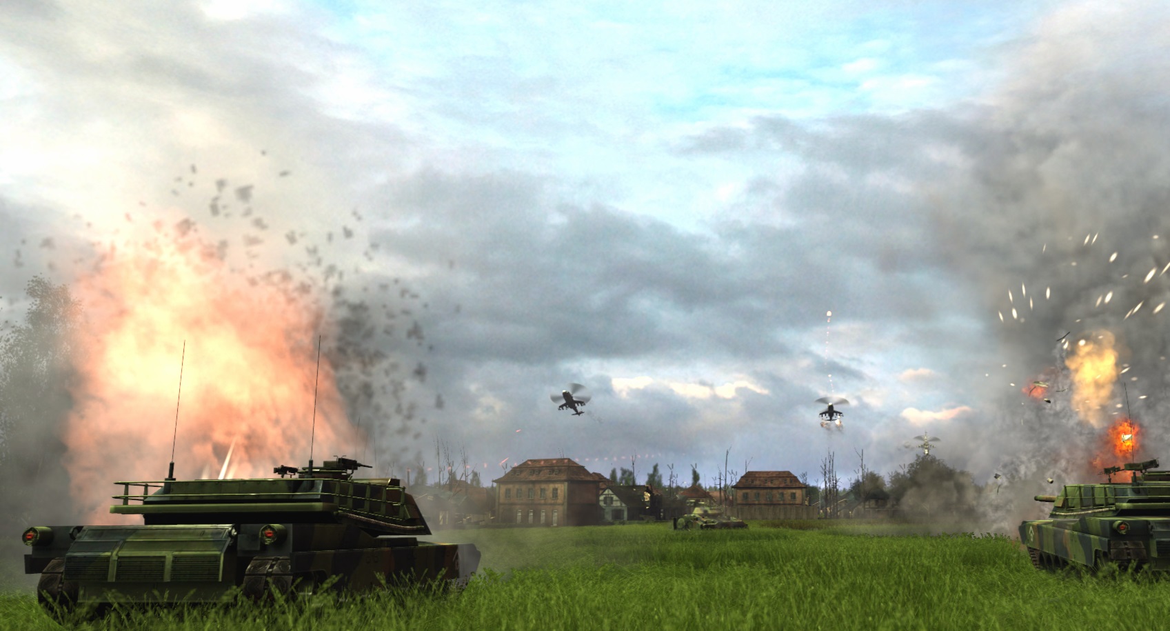 Tanks storming a town