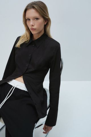 Shoulder-Pad Tapered-Waist Shirt