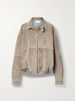 Roanna Oversized Suede Bomber Jacket