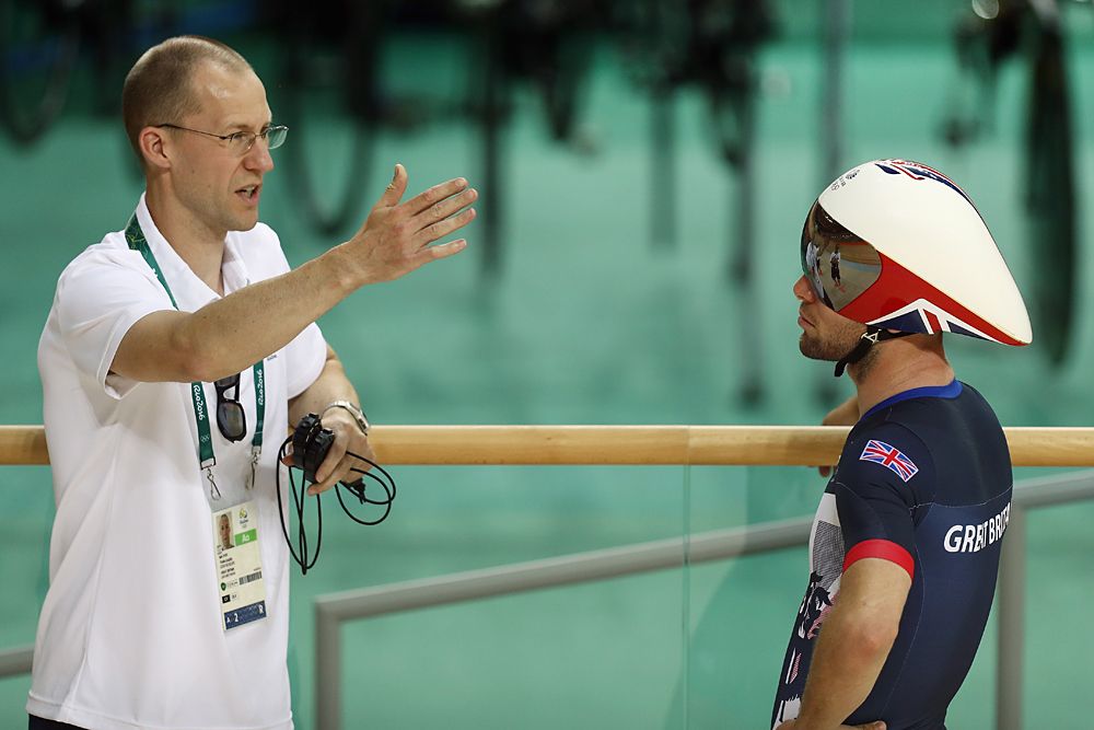 Mark Cavendish training at the Olympic Games velodrome