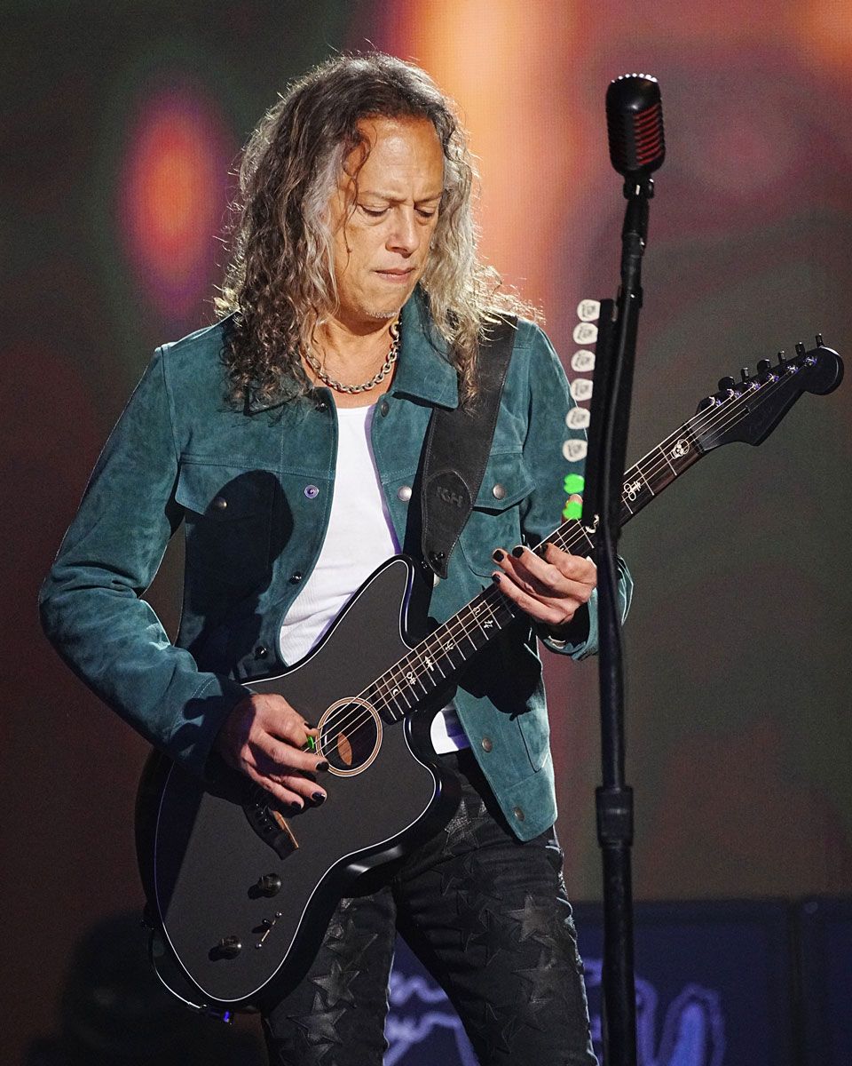 Kirk Hammett of Metallica performs onstage as Metallica Presents: The Helping Hands Concert (Paramount+) at Microsoft Theater on December 16, 2022 in Los Angeles, California.