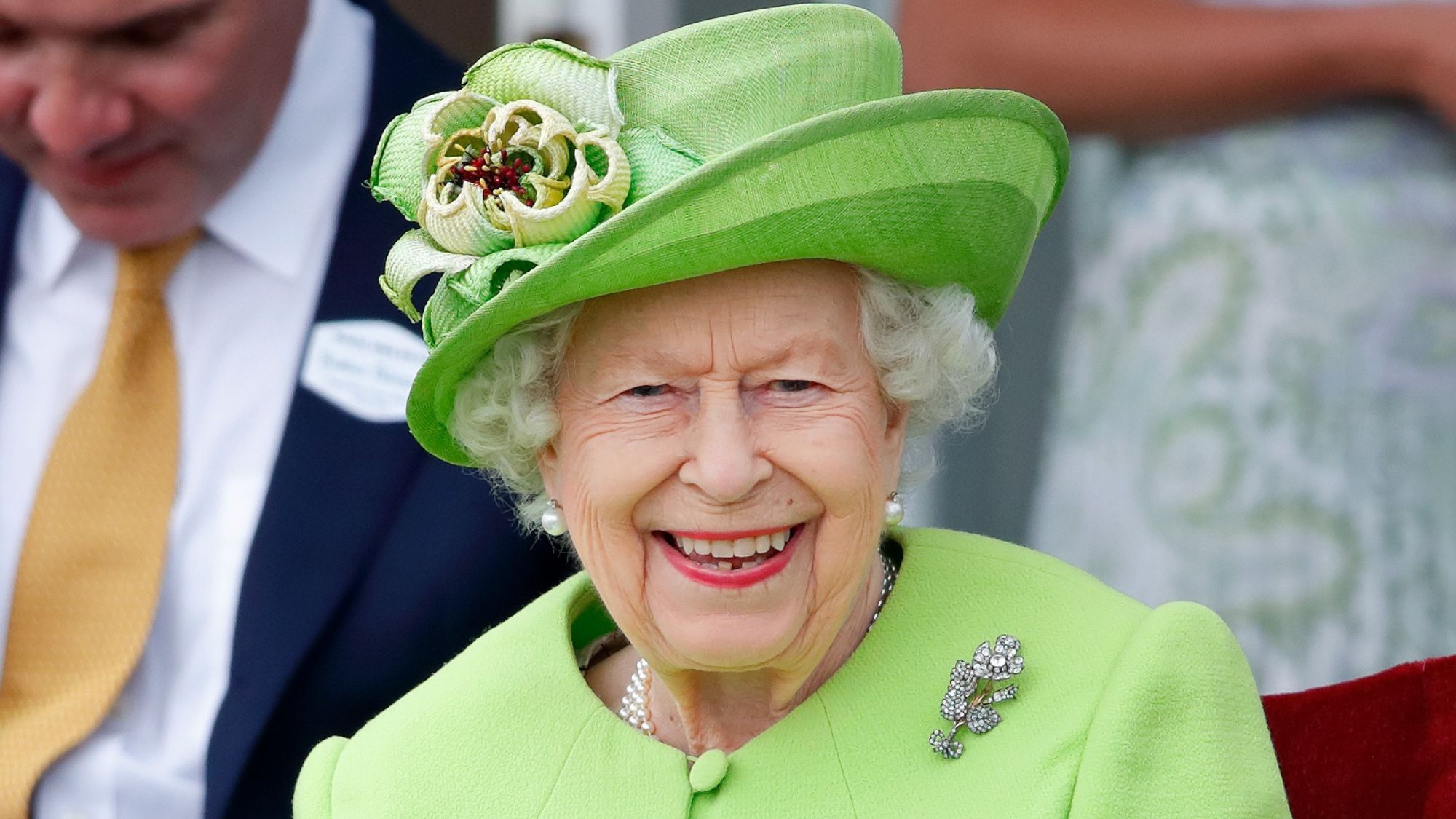 Queen Elizabeth II attends the Out-Sourcing Inc. Royal Windsor Cup polo match and a carriage driving display by the British Driving Society at Guards Polo Club, Smith's Lawn on July 11, 2021