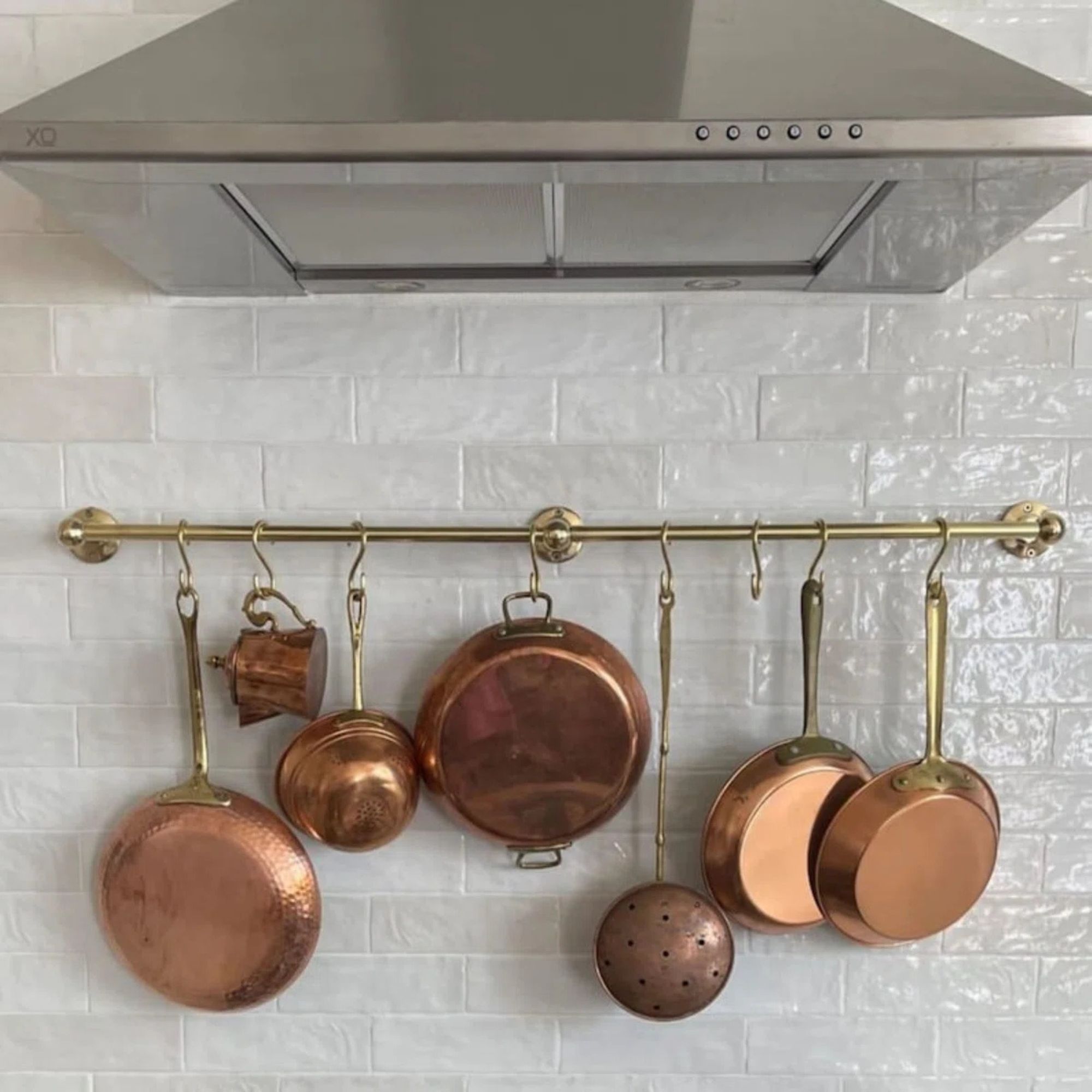 Brass Kitchen Rail With Hooks