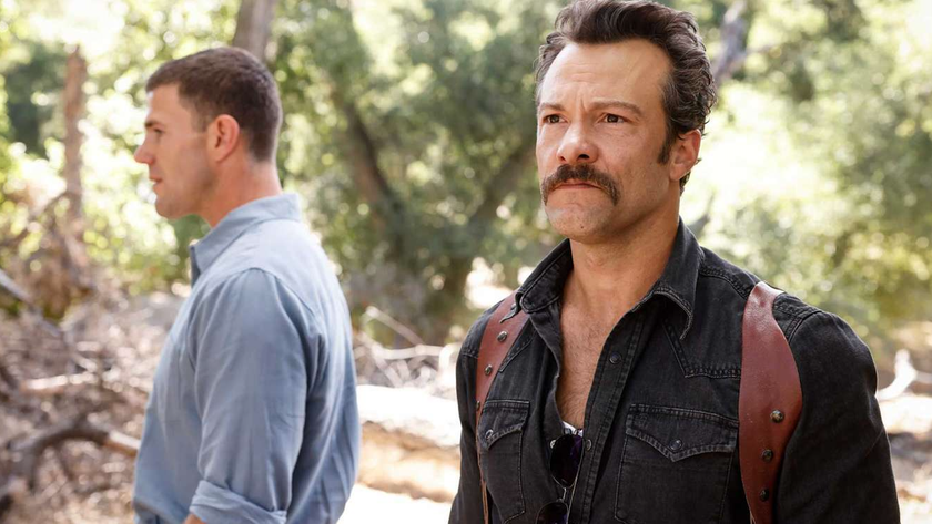 Leroy Jethro Gibbs (played by Austen Stowell) and Mike Franks (Kyle Schmid) in &quot;NCIS: Origins&quot; season 2.