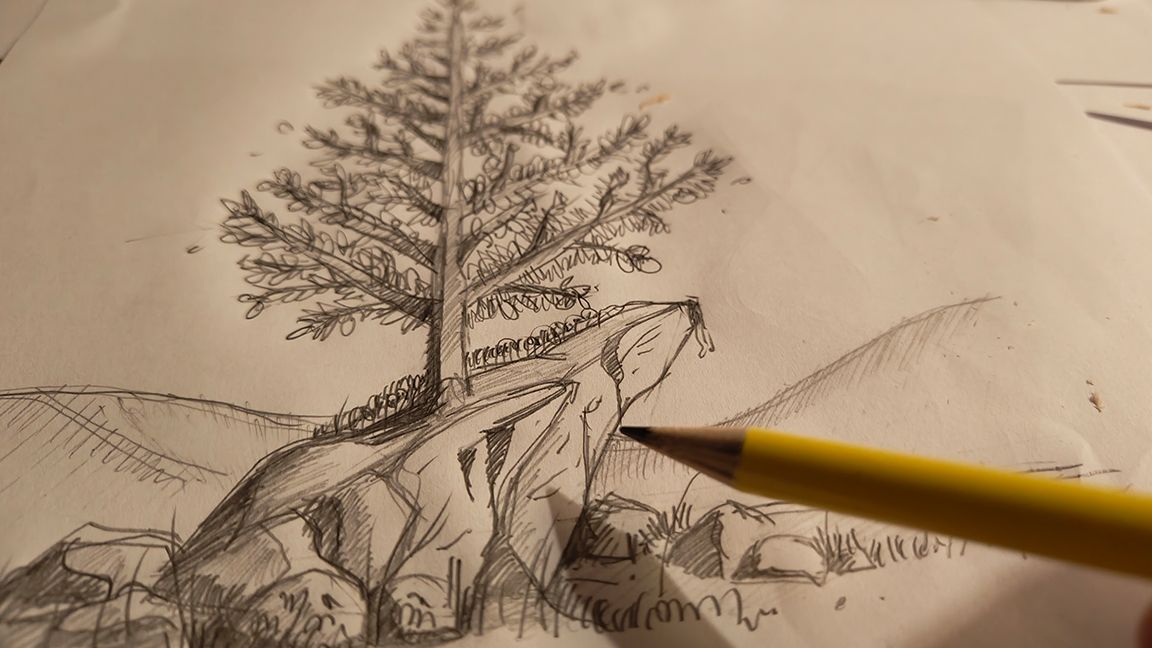Simply Draw iPad app; pencils, paper, and an iPad